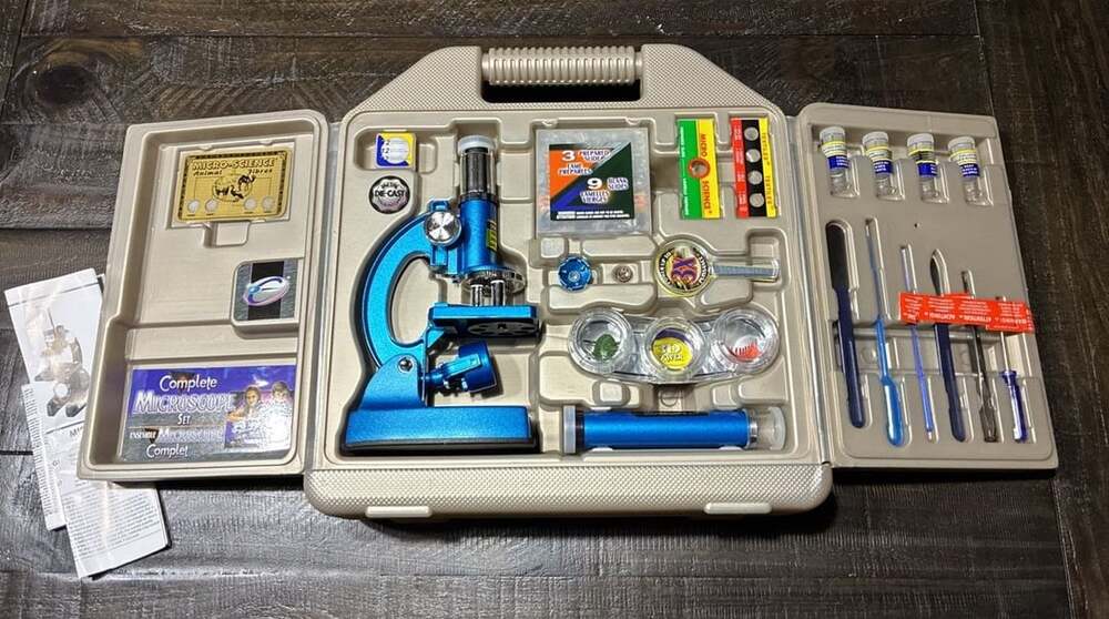 Micro-Science Complete Microscope Set Blue Die-Cast
